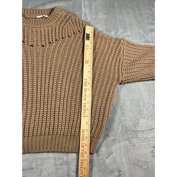 Elodie Oversized Fawn Brown Sz M Ribbed Balloon Sleeve Chunky Sweater Cozy Bulky - Picture 9 of 14